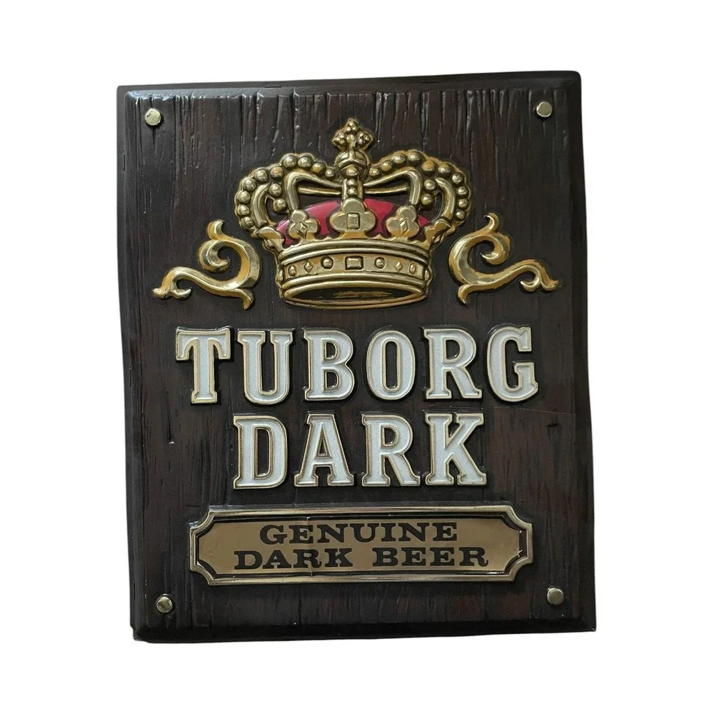 Vintage‎ Tuborg Dark Genuine Dark Beer Brewery Advertising Sign Plaque